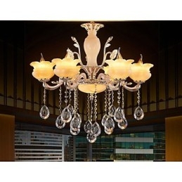 Jade Kristallen Hanglamp Kaars Stijl Kroonluchter