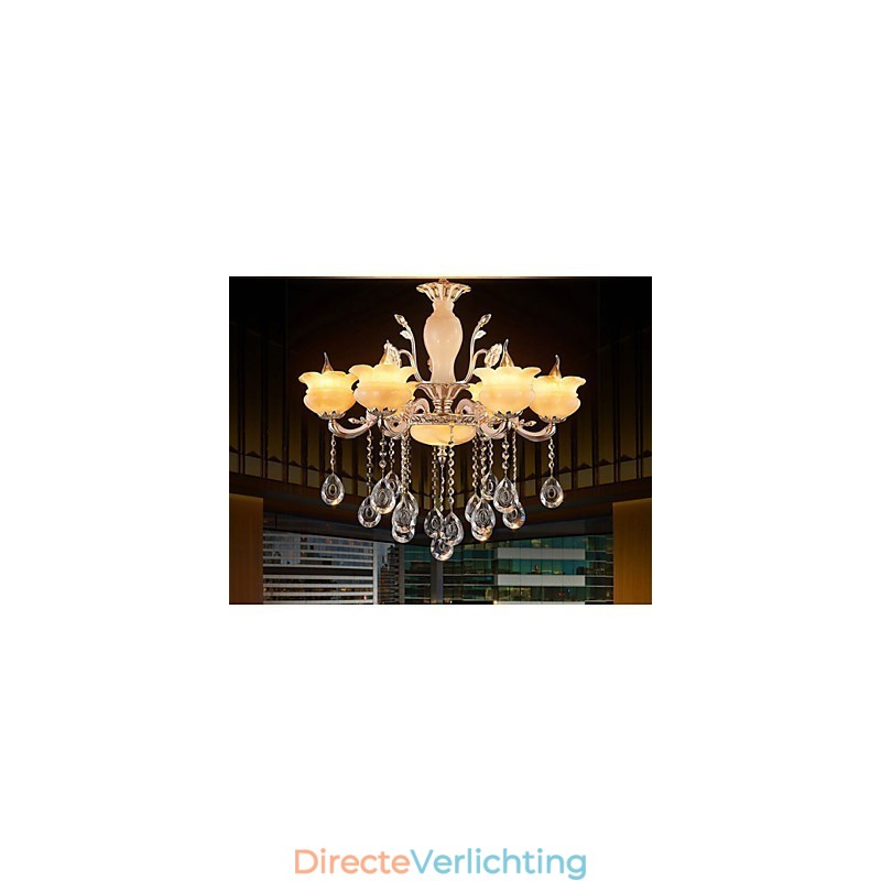 Jade Kristallen Hanglamp Kaars Stijl Kroonluchter