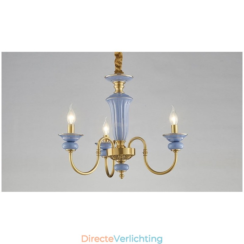 Retro Vintage Messing Keramiek Hangende Kaars Kroonluchter