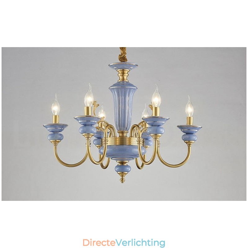 Retro Vintage Messing Keramiek Hangende Kaars Kroonluchter