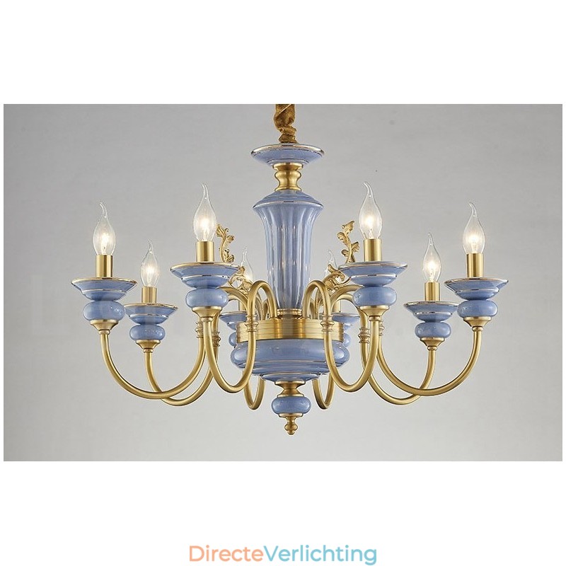Retro Vintage Messing Keramiek Hangende Kaars Kroonluchter