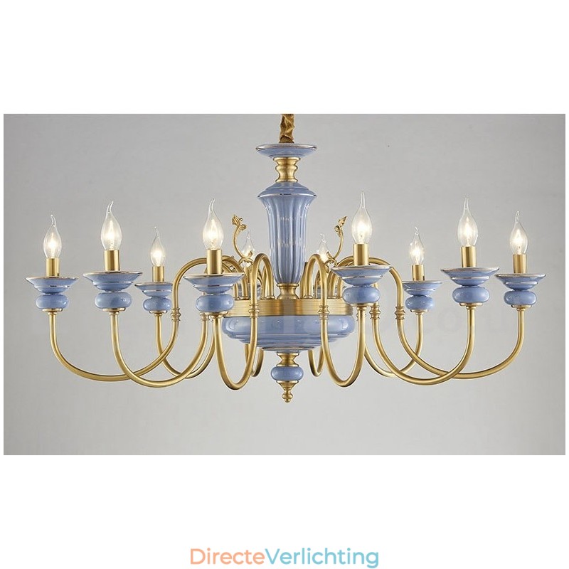 Retro Vintage Messing Keramiek Hangende Kaars Kroonluchter