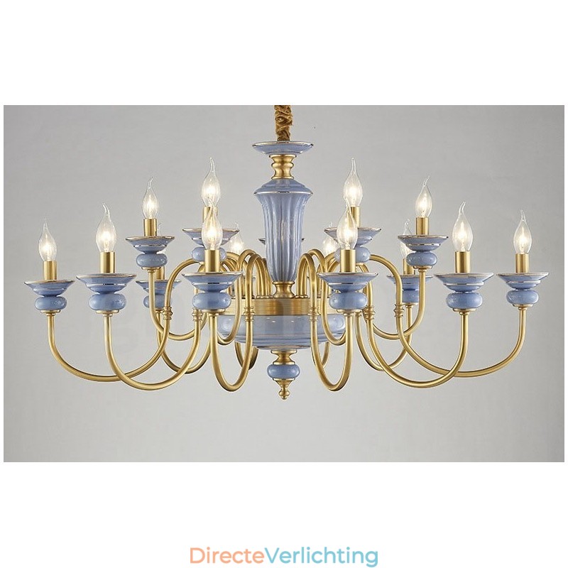 Retro Vintage Messing Keramiek Hangende Kaars Kroonluchter