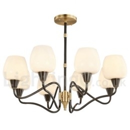 Retro Vintage Messing Hangende Kaars Kroonluchter met Glazen Kapjes