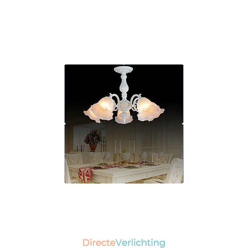 Inbouwlamp met vijf lampen, wit, Europees, retro, klassiek
