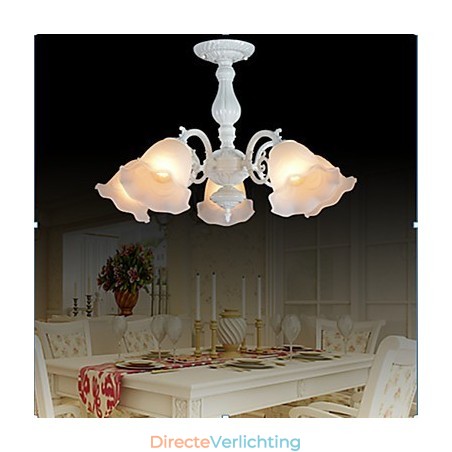 Inbouwlamp met vijf lampen, wit, Europees, retro, klassiek Inbouwlamp met vijf lampen, wit, Europees, retro, klassiek