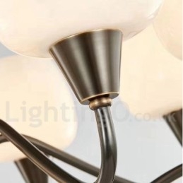 Retro Vintage Messing Hangende Kaars Kroonluchter met Glazen Kapjes