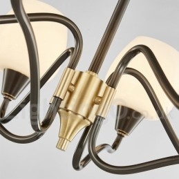 Retro Vintage Messing Hangende Kaars Kroonluchter met Glazen Kapjes