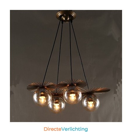 Kunstglas Bol Ronde Bonenstaak Kroonluchter