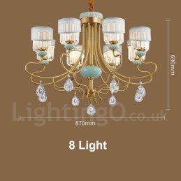 Luxe rustieke retro vintage messing keramiek hangkaars kroonluchter met stoffen en kristallen kappen