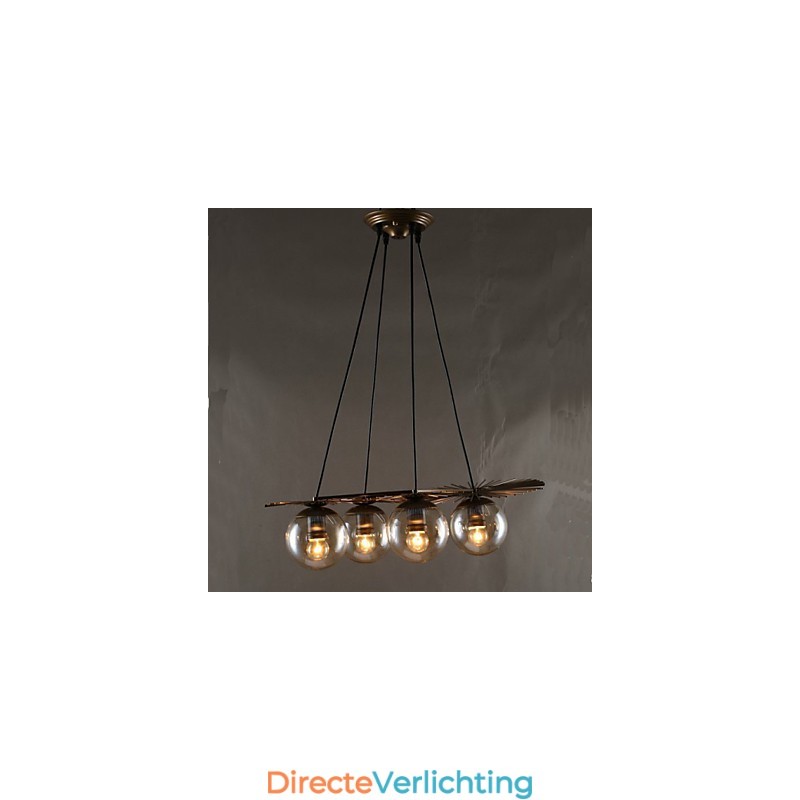 Kunstglas Bol Ronde Bonenstaak Kroonluchter