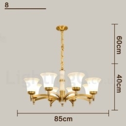 Puur messing luxe rustieke retro vintage messing stenen hanger kaars kroonluchter met glazen kappen