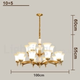 Puur messing luxe rustieke retro vintage messing stenen hanger kaars kroonluchter met glazen kappen
