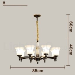 Puur messing luxe rustieke retro vintage messing stenen hanger kaars kroonluchter met glazen kappen