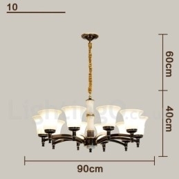 Puur messing luxe rustieke retro vintage messing stenen hanger kaars kroonluchter met glazen kappen