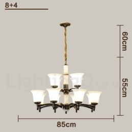 Puur messing luxe rustieke retro vintage messing stenen hanger kaars kroonluchter met glazen kappen