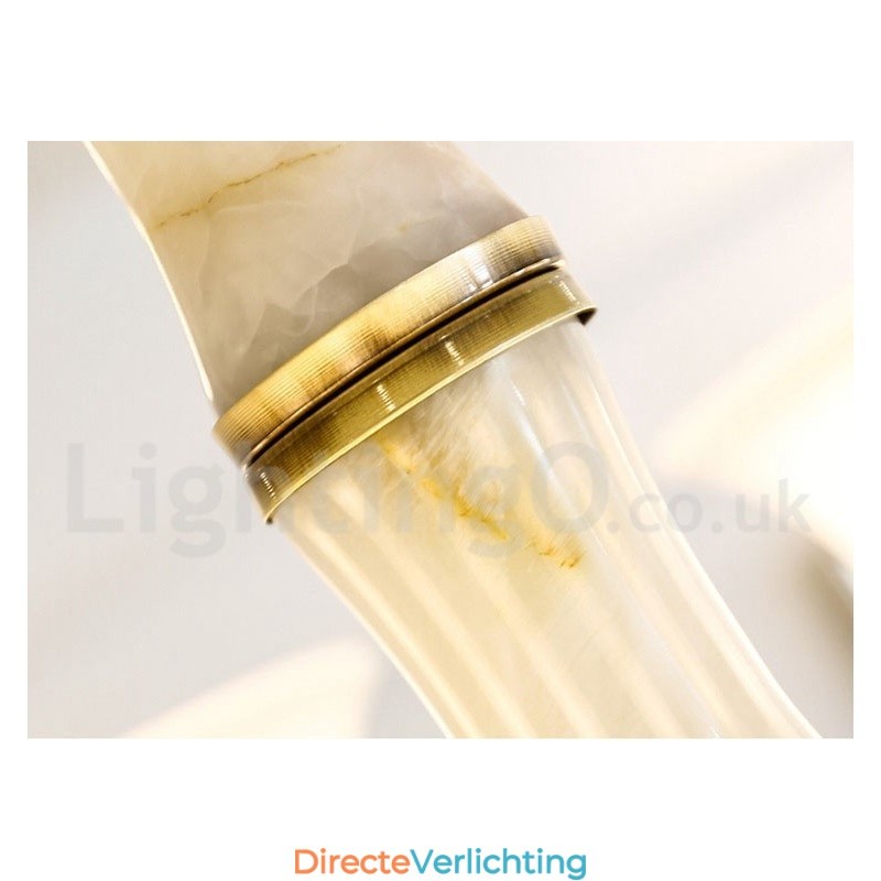 Puur messing luxe rustieke retro vintage messing stenen hanger kaars kroonluchter met glazen kappen