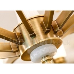 Puur messing luxe rustieke retro vintage messing stenen hanger kaars kroonluchter met glazen kappen