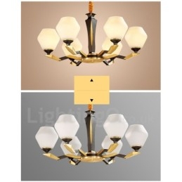 Luxe rustieke retro vintage kroonluchter van puur messing met hangende kaarsen en glazen kappen