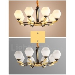 Luxe rustieke retro vintage kroonluchter van puur messing met hangende kaarsen en glazen kappen