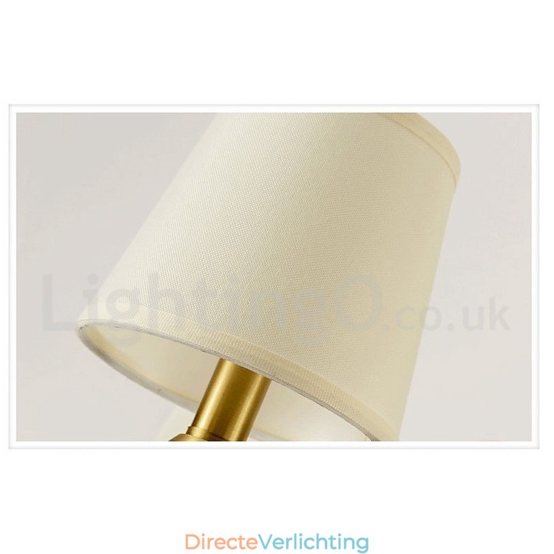 Luxe rustieke retro vintage messing keramiek hanglamp met stoffen kappen