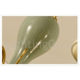 Luxe rustieke retro vintage messing keramiek hanglamp met stoffen kappen