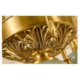 Luxe rustieke retro vintage messing keramiek hanglamp met stoffen kappen