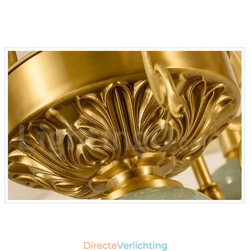 Luxe rustieke retro vintage messing keramiek hanglamp met stoffen kappen
