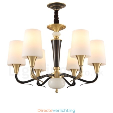 Puur messing luxe rustieke retro vintage messing stenen hanger kaars kroonluchter met glazen kappen Puur messing luxe rustieke retro vintage messing stenen hanger kaars kroonluchter met glazen kappen