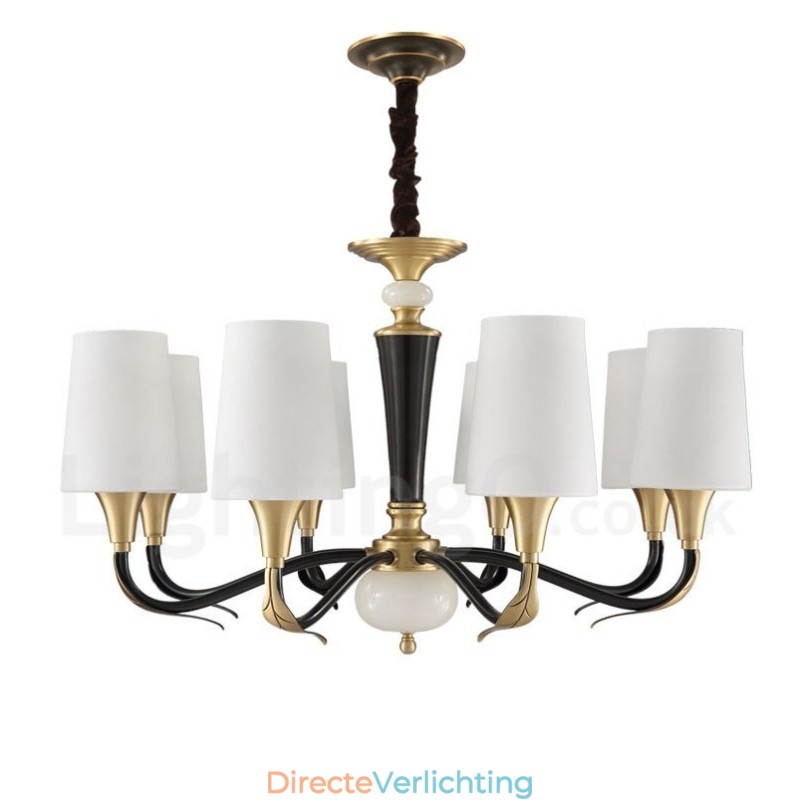 Puur messing luxe rustieke retro vintage messing stenen hanger kaars kroonluchter met glazen kappen