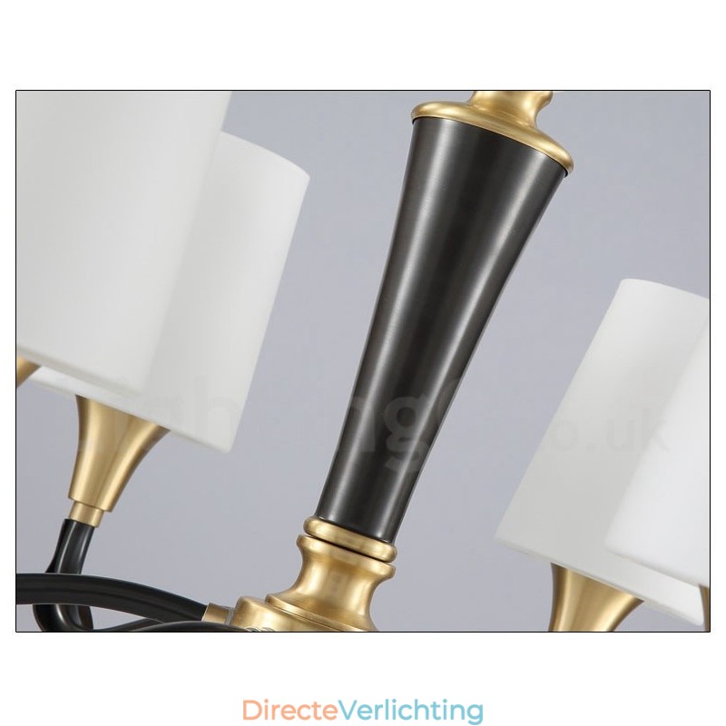 Puur messing luxe rustieke retro vintage messing stenen hanger kaars kroonluchter met glazen kappen