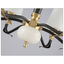 Puur messing luxe rustieke retro vintage messing stenen hanger kaars kroonluchter met glazen kappen
