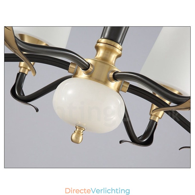 Puur messing luxe rustieke retro vintage messing stenen hanger kaars kroonluchter met glazen kappen