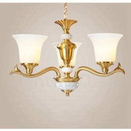 Puur messing luxe rustieke retro vintage messing stenen hanger kaars kroonluchter met glazen kappen