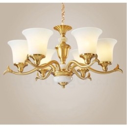 Puur messing luxe rustieke retro vintage messing stenen hanger kaars kroonluchter met glazen kappen