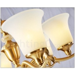 Puur messing luxe rustieke retro vintage messing stenen hanger kaars kroonluchter met glazen kappen
