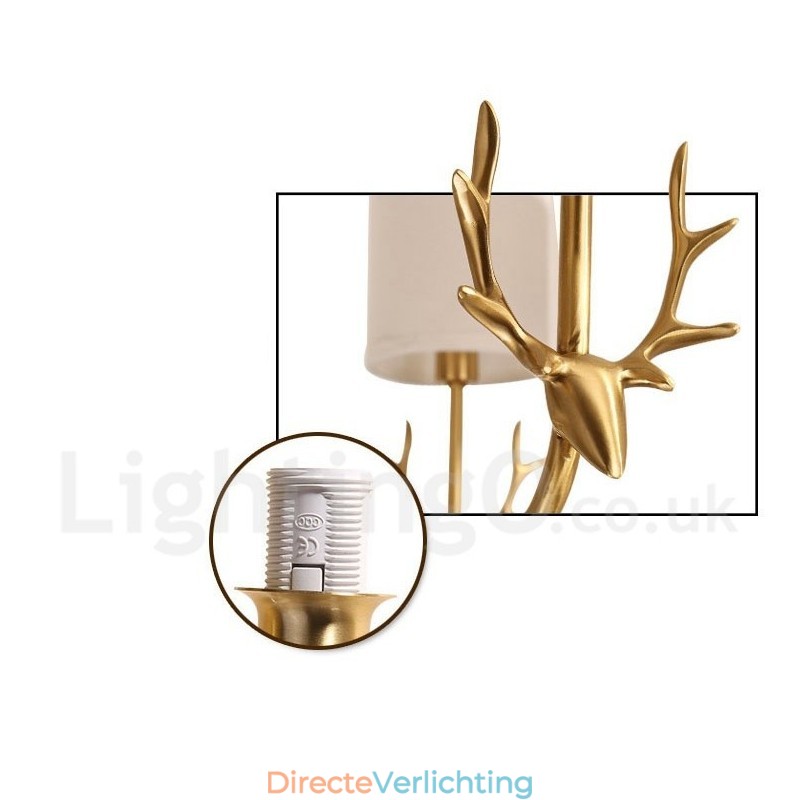 Luxe rustieke retro vintage kroonluchter van puur messing met hangkaars en stoffen kappen