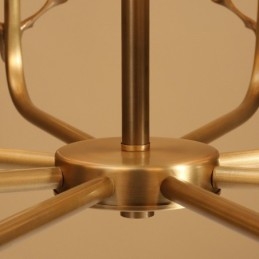 Luxe rustieke retro vintage kroonluchter van puur messing met hangkaars en stoffen kappen