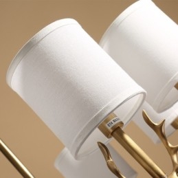 Luxe rustieke retro vintage kroonluchter van puur messing met hangkaars en stoffen kappen