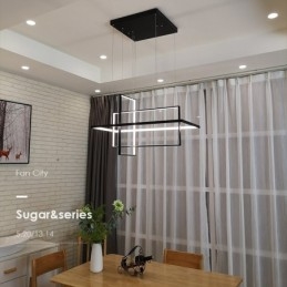 Dimbare lineaire hanglamp met afstandsbediening Sfeerverlichting Geschilderde afwerking Aluminium Modern design