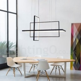 Dimbare lineaire hanglamp met afstandsbediening Sfeerverlichting Geschilderde afwerking Aluminium Modern design