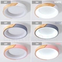 Dimbare ronde plafondlamp van hout met meerdere kleuren en acryl kap Plafondlamp in Scandinavische stijl