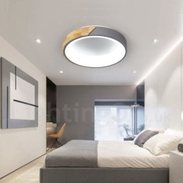 Dimbare ronde plafondlamp van hout met meerdere kleuren en acryl kap Plafondlamp in Scandinavische stijl