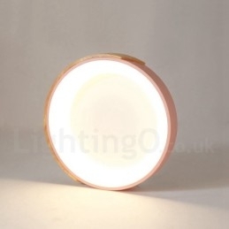 Dimbare ronde plafondlamp van hout met meerdere kleuren en acryl kap Plafondlamp in Scandinavische stijl