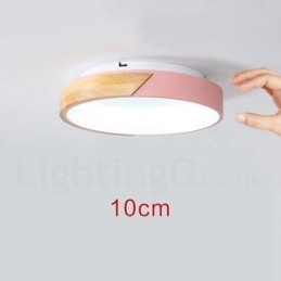 Dimbare ronde plafondlamp van hout met meerdere kleuren en acryl kap Plafondlamp in Scandinavische stijl