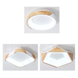 Dimbare ronde plafondlamp van hout met meerdere kleuren en acryl kap Plafondlamp in Scandinavische stijl