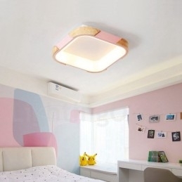 Dimbare veelkleurige vierkante houten plafondlamp met acryl kap Plafondlamp Scandinavische stijl