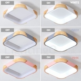 Dimbare veelkleurige vierkante houten plafondlamp met acryl kap Plafondlamp Scandinavische stijl