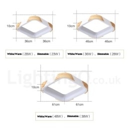 Dimbare veelkleurige vierkante houten plafondlamp met acryl kap Plafondlamp Scandinavische stijl