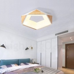 Dimbare Multi Colours Pentagon Houten Plafondlamp met Acryl Kap Plafondlamp Scandinavische Stijl